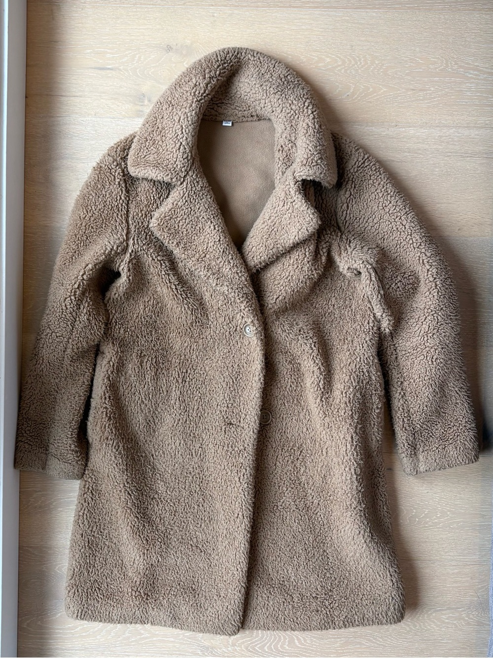 Uniqlo Women's Lined Pile Teddy Coat in Camel Brown
